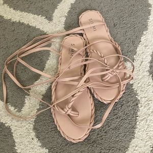 Dusty Pink Strap Up Sandals